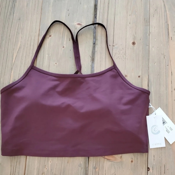 Johnny Was Other - Calme By Johnny Was Womens Cross Back Cami Sport Bra Top Purple Padded M XL